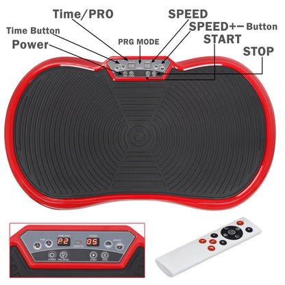 Vibration Plate Exercise Machine, Full Body Workout Home Platform W/Bluetooth Red