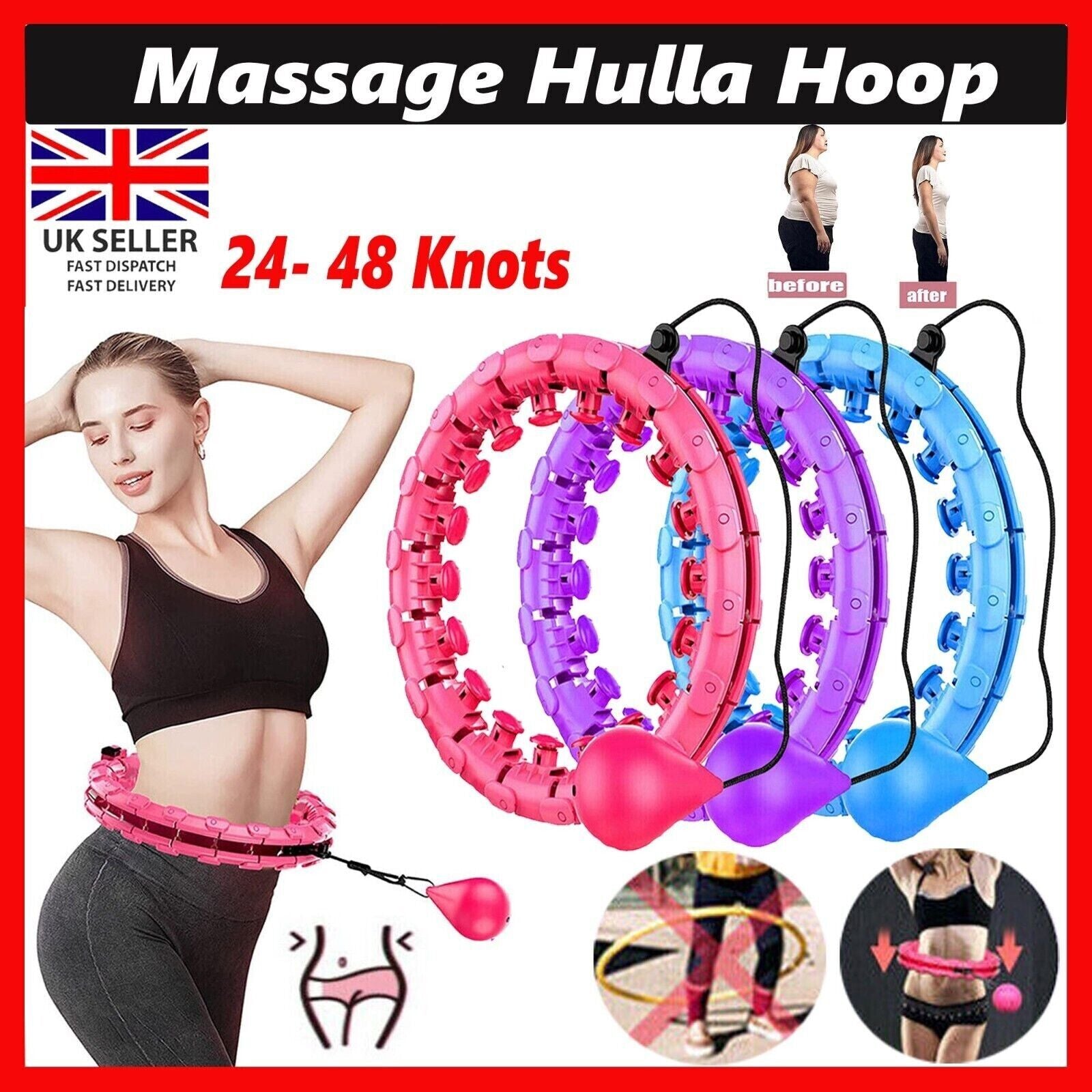 28 Knots Weighted Hula Hoop Adult Smart Hula Hoop Thin Waist Fitness Weight Loss